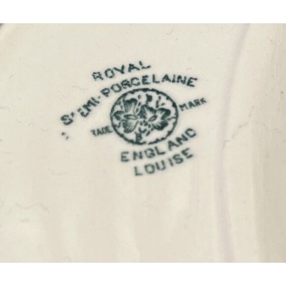 Vintage Set of 4 Crescent Plates Green & White By Royal Louise England Made - Picture 6 of 8